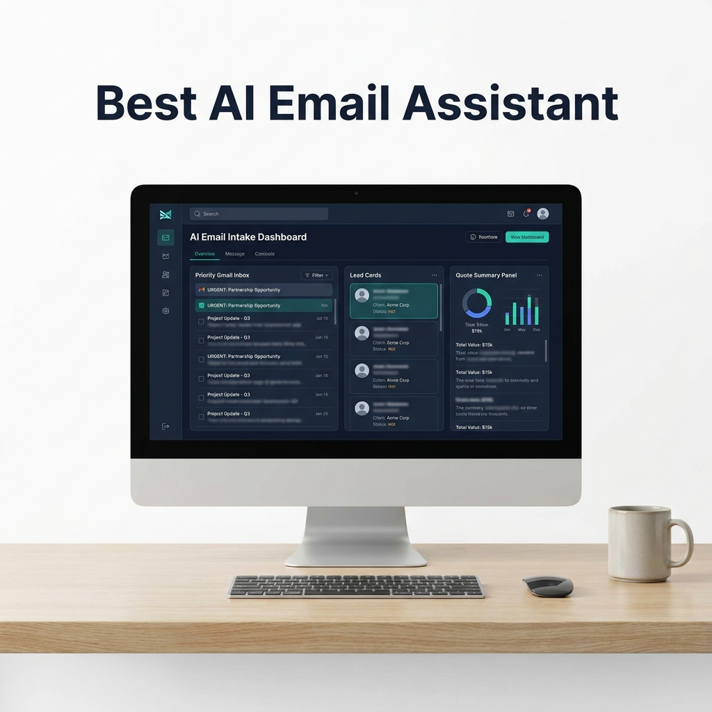Best AI Email Assistant dashboard showing AI email intake and quote summary